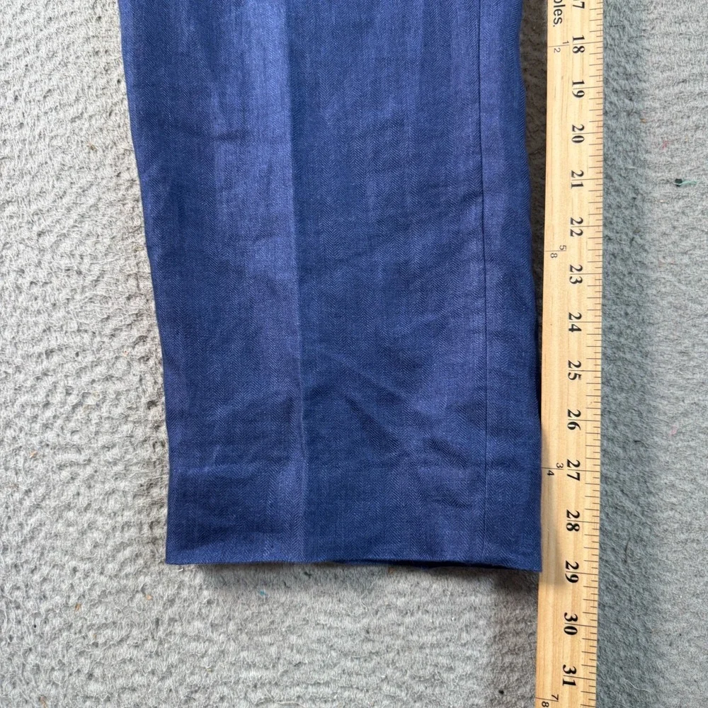 Hawes And‎ Curtis Pant Men's 36x29 Blue Linen Dress Straight Slacks Trouser